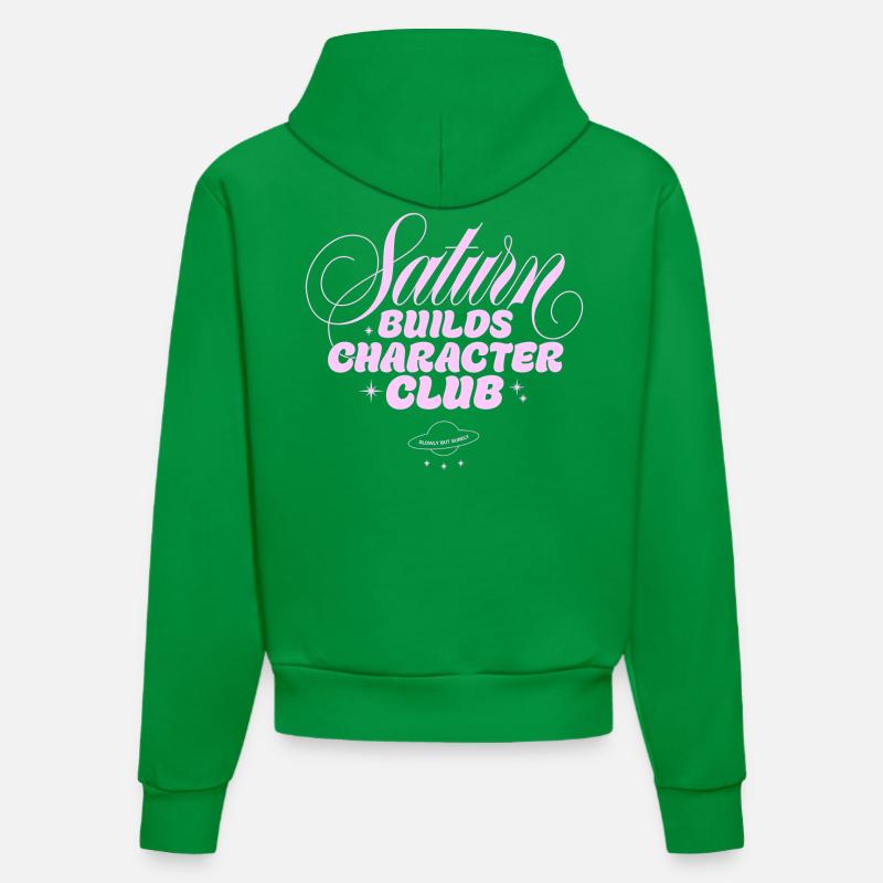 Impression du Saturn Character Club - Sweat à capuche bio ajusté fabriqué en UE - City Green