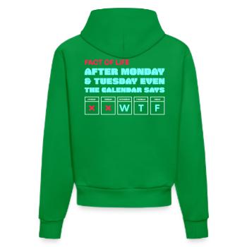 Der Kalender sagt: WTF - Organic Fitted Hoodie Made in EU - City Green - Hinten