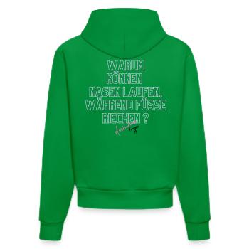 Warum Nasen Laufen, Füße Riechen - Organic Fitted Hoodie Made in EU - City Green - Hinten