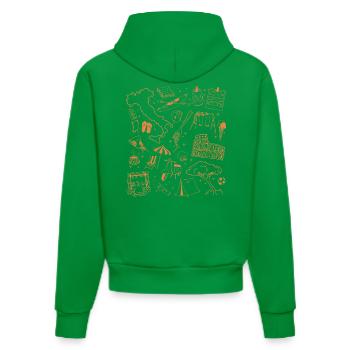 Italia Travel Collage: Landmark & Beach - Organic Fitted Hoodie Made in EU - City Green - Back