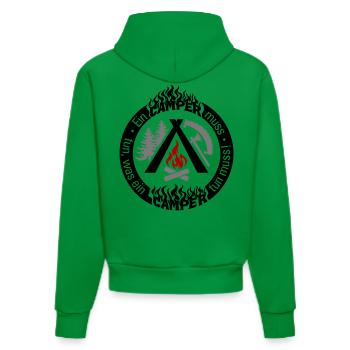 Camper lustiger Spruch 3-farbig individuell konfig - Organic Fitted Hoodie Made in EU - City Green - Hinten
