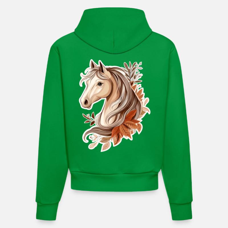 Cheval Automne - Sweat à capuche bio ajusté fabriqué en UE - City Green