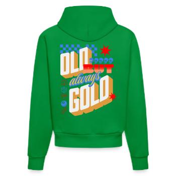 Old but always Gold Retro - Organic Fitted Hoodie Made in EU - City Green - Hinten