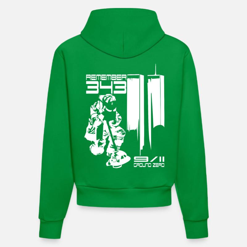 Rappelez-343 - 9/11 groud zéro - Sweat à capuche bio ajusté fabriqué en UE - City Green