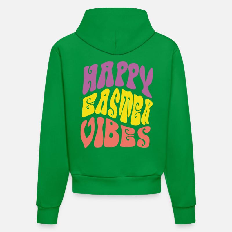 Joyeuses vibrations de Pâques - Sweat à capuche bio ajusté fabriqué en UE - City Green