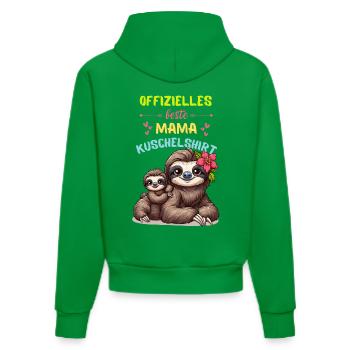 Sloth Mother's Day Mom Baby Cuddle Family Cute - Organic Fitted Hoodie Made in EU - City Green - Back