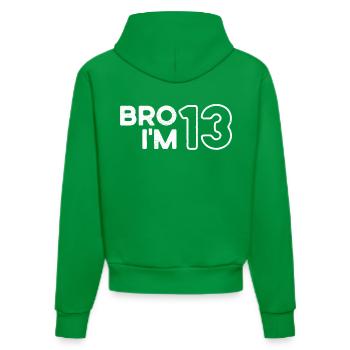 Bro I'm 13, 13 Jahre alt, 13. Geburtstag - Organic Fitted Hoodie Made in EU - City Green - Hinten
