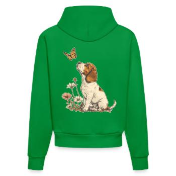 Beagle und Schmetterling - Organic Fitted Hoodie Made in EU - City Green - Hinten
