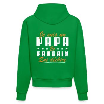 I'm a Dad and Godfather Who Rips - Organic Fitted Hoodie Made in EU - City Green - Back