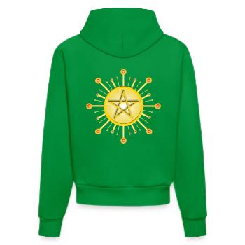 Pentagramm / goldenes Pentagramm - Organic Fitted Hoodie Made in EU - City Green - Hinten