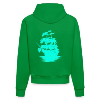 Segelschiff Schiff Seefahrt Fantasy Maritim Jolle - Organic Fitted Hoodie Made in EU - City Green - Hinten