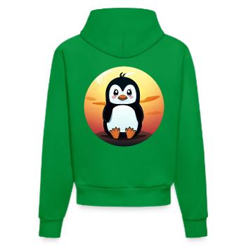 Pingouin mignon au coucher du soleil, enchanteur - Sweat à capuche bio ajusté fabriqué en UE - City Green - Dos