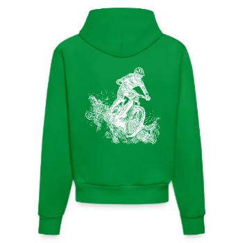 Radfahrer Mountainbiker Regen Schlamm Abfahrt - Organic Fitted Hoodie Made in EU - City Green - Hinten