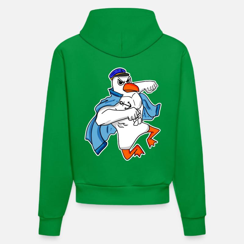 Mouette capitaine Faust - Sweat à capuche bio ajusté fabriqué en UE - City Green