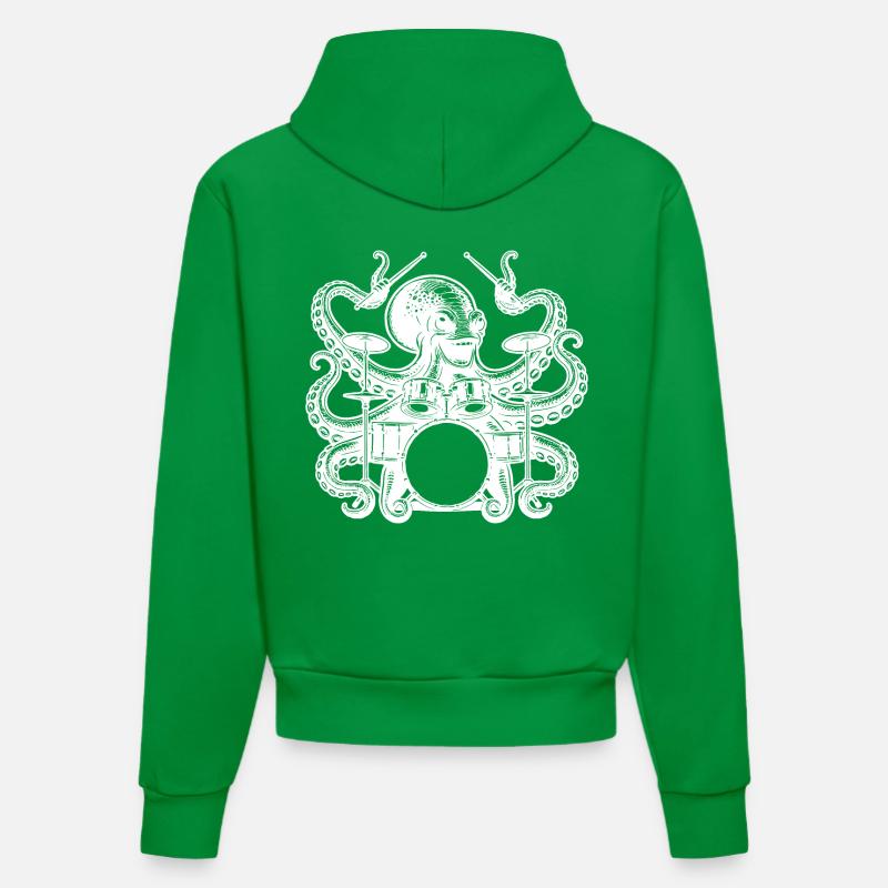 Charmante pieuvre sur tambour - Sweat à capuche bio ajusté fabriqué en UE - City Green