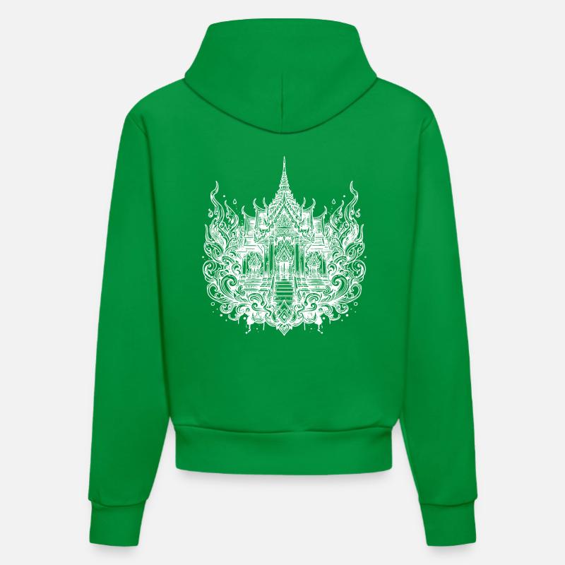 Temple classique de la Thaïlande - Sweat à capuche bio ajusté fabriqué en UE - City Green