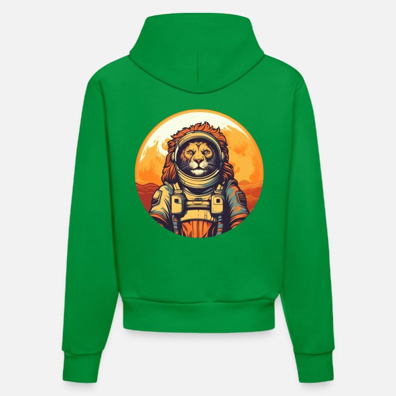 Lion dans l’espace - Sweat à capuche bio ajusté fabriqué en UE - City Green