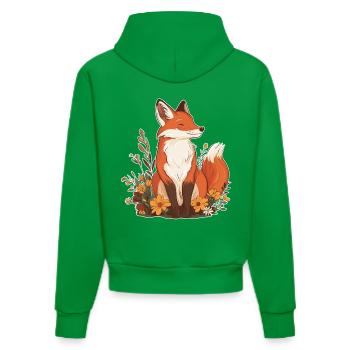 Fuchs mit Blumen - Organic Fitted Hoodie Made in EU - City Green - Hinten