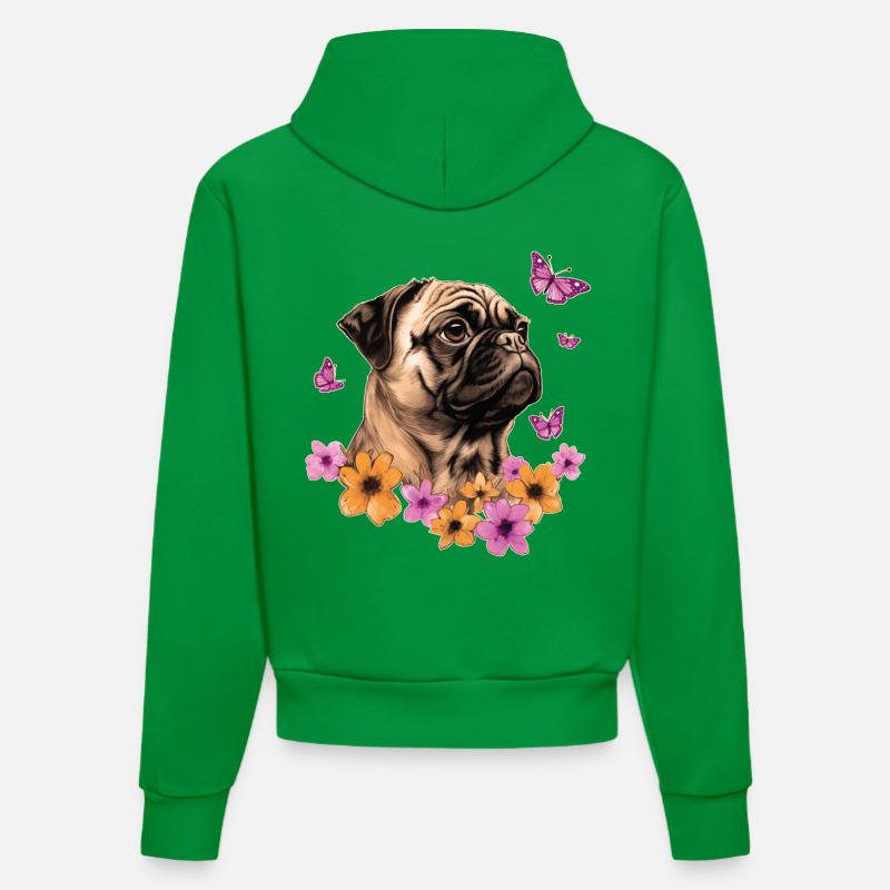 Carlin avec papillons - Sweat à capuche bio ajusté fabriqué en UE - City Green