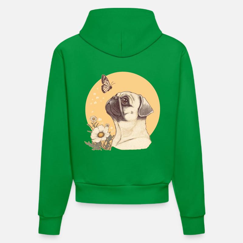 Carlin avec papillon - Sweat à capuche bio ajusté fabriqué en UE - City Green