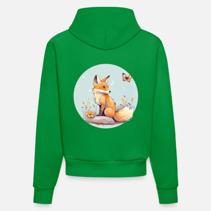 Renard mignon - Sweat à capuche bio ajusté fabriqué en UE - City Green