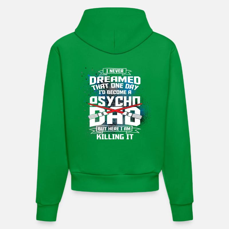 PSYCHO DARTH DAD X2X - Organic Fitted Hoodie Made in EU - City Green