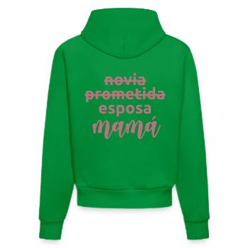 Esposa Mama Married Women Funny Pregnancy Gift - Organic Fitted Hoodie Made in EU - City Green - Back