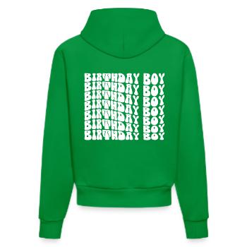 Birthday Boy Groovy Retro Vintage Birthday - Organic Fitted Hoodie Made in EU - City Green - Hinten