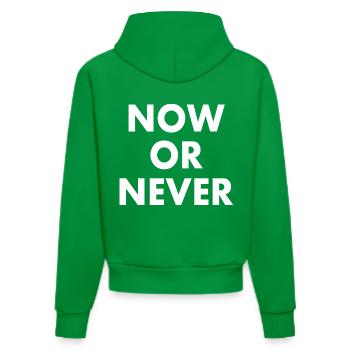 Now or never - Organic Fitted Hoodie Made in EU - City Green - Hinten