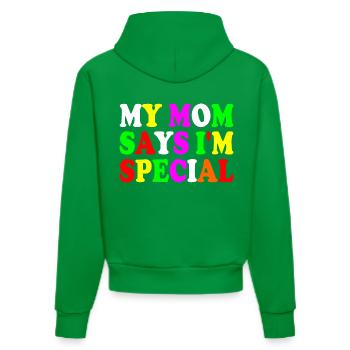 my mom says i'm special - Organic Fitted Hoodie Made in EU - City Green - Hinten