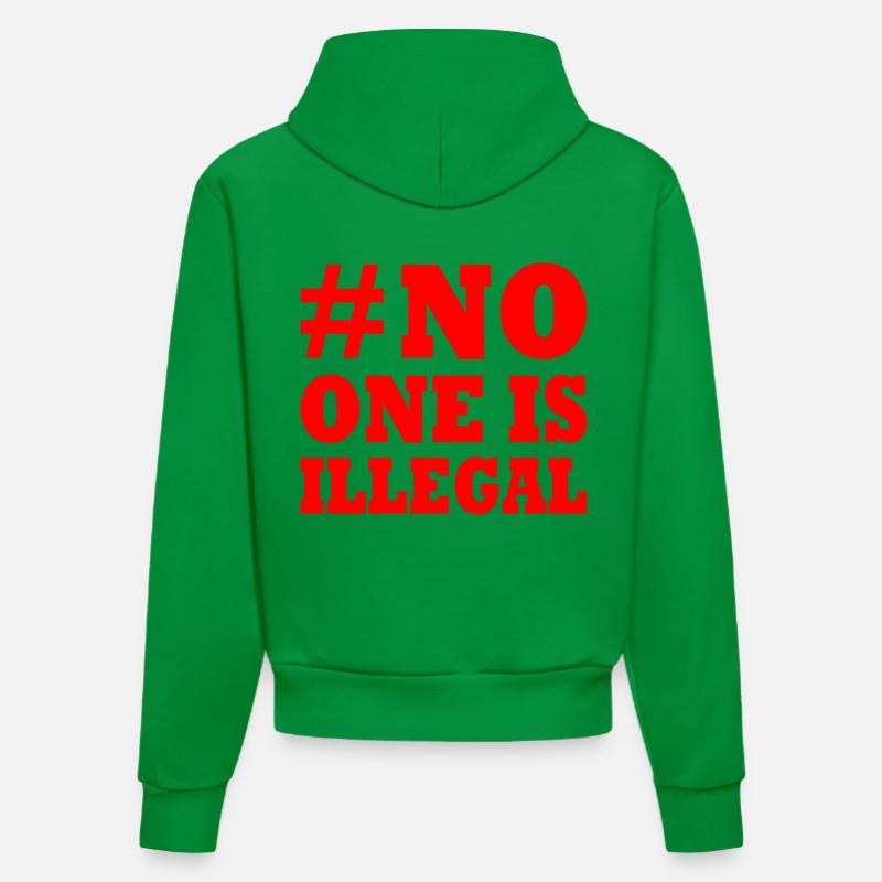 No one is illegal - Sweat à capuche bio ajusté fabriqué en UE - City Green