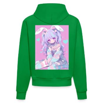 Hase Bunny Girl Anime Manga Pastel Goth Geschenk - Organic Fitted Hoodie Made in EU - City Green - Hinten