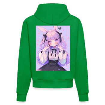 Hase Bunny Girl Anime Manga Pastel Goth Geschenk - Organic Fitted Hoodie Made in EU - City Green - Hinten
