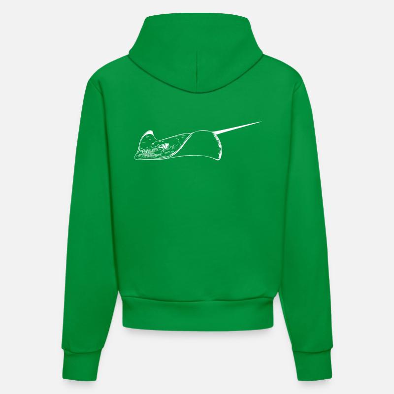 Stingrays en vol élégant - Sweat à capuche bio ajusté fabriqué en UE - City Green