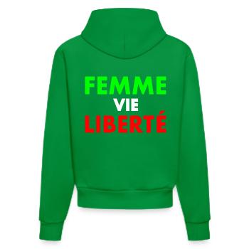 Femme vie liberté - Sweat à capuche bio ajusté fabriqué en UE - City Green - Dos