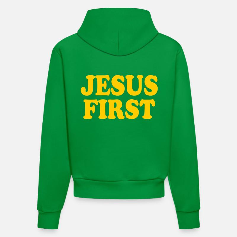 Jesus first - Sweat à capuche bio ajusté fabriqué en UE - City Green
