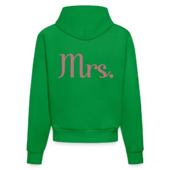 Mrs. Matching Couple Engagement Wedding Honeymoon - Organic Fitted Hoodie Made in EU - City Green - Back