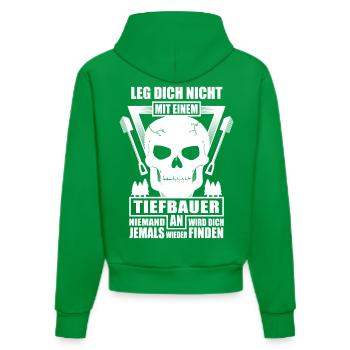 Tiefbauer - lustiger Spruch - Organic Fitted Hoodie Made in EU - City Green - Hinten