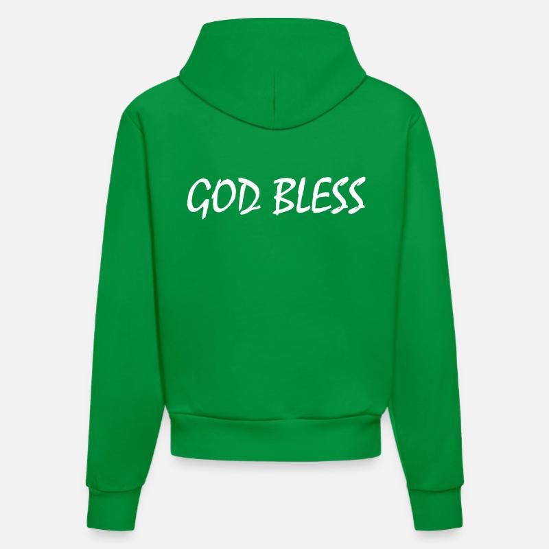 God bless - Sweat à capuche bio ajusté fabriqué en UE - City Green