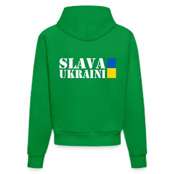 Slava ukraini - Organic Fitted Hoodie Made in EU - City Green - Back