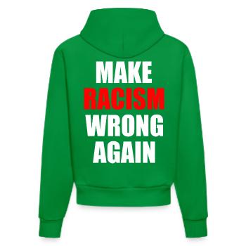 make racism wrong again - Organic Fitted Hoodie Made in EU - City Green - Back