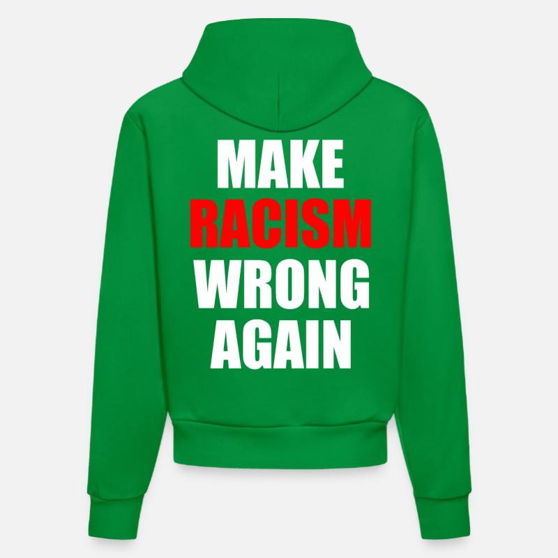 make racism wrong again - Organic Fitted Hoodie Made in EU - City Green