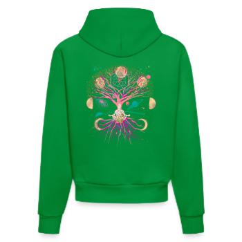 Mond Baum Meditation meditieren Universum Fantasy - Organic Fitted Hoodie Made in EU - City Green - Hinten