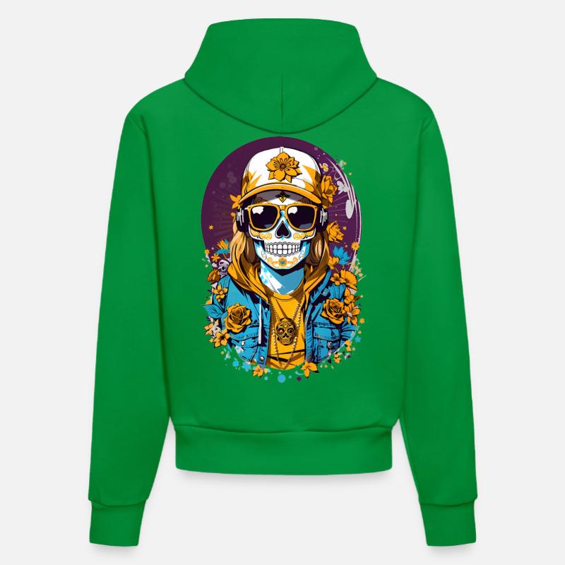 Crâne de sucre - Sweat à capuche bio ajusté fabriqué en UE - City Green