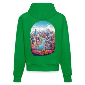 City Landscape - Organic Fitted Hoodie Made in EU - City Green - Back