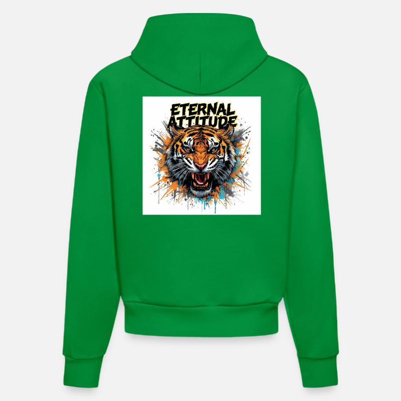 Pose du Tigre Éternel - Sweat à capuche bio ajusté fabriqué en UE - City Green