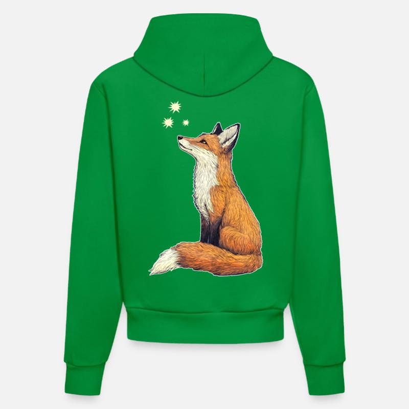 Renard avec des étoiles - Sweat à capuche bio ajusté fabriqué en UE - City Green
