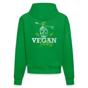 Vegan Badass - Veganer Schädel - Veggie Gangster - Organic Fitted Hoodie Made in EU - City Green - Hinten