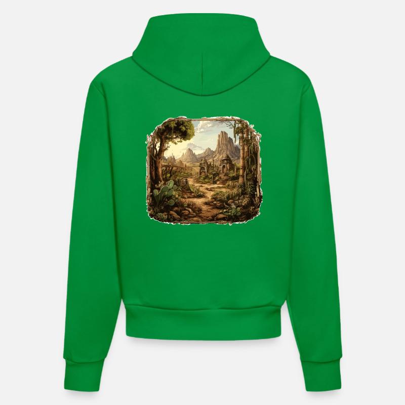 Paysage - Illustration - Sweat à capuche bio ajusté fabriqué en UE - City Green
