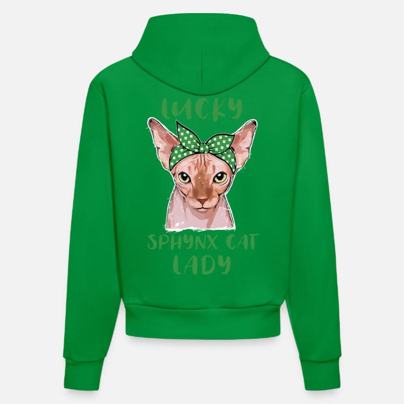 Lucky Sphynx Cat Lady Saint-Patrick - Sweat à capuche bio ajusté fabriqué en UE - City Green
